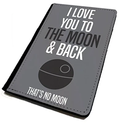Image of WTF Passport Cover/Holder. Love You to The Moon and Back Deathstar. Travel Protection.
