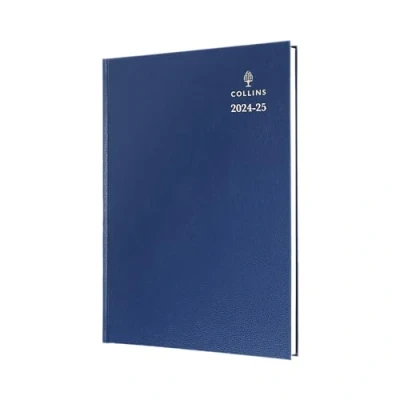 Image of Collins Standard Desk Mid Year Diary Planner A5 Day to A Page Academic 2024 25 (Appointments) FSC Paper Blue Daily Journal for Students, Teachers 52M.60 2425 July 2025
