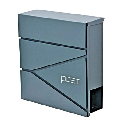 Image of DWD® Postbox, Sleek Modern Wall Mounted Lockable Large post Letter Box,Arrow Design, Lift up Flap, Easy to Install, Trendy Anthracite Grey with Newspaper Slot, Weather Resistant Concealed slot