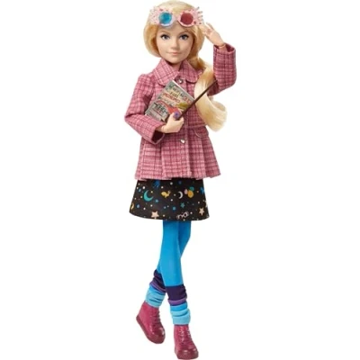 Image of Mattel Harry Potter Luna Lovegood Collectible Doll ( 10 inch) Wearing Tweed Jacket, Skirt and Tights, with Quibbler Spectrespecs, Gift for 6 Year Olds Up, GNR32