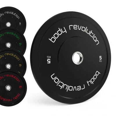 Image of Body Revolution Olympic Bumper Plates Rubber Coated Barbell Weight Strength Training Lifting Equipment Range from 5kg 25kg