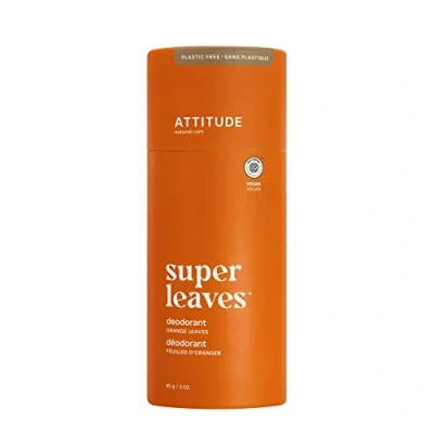 Image of ATTITUDE Plastic Free Deodorant, EWG Verified, Aluminum Free, Vegan Naturally Sourced Body Deodorants for Women &amp; Men, Dermatologically Tested, Orange Leaves, 85 grams