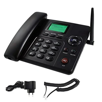 Image of Wireless Quad Band GSM Desk Phone,Desktop Style Phone With SIM Card Slot, Supports Multiple Languages, Redial, Pause, Hands free, SMS And Radio Functions,GSM Home Telephone In Black Desktop