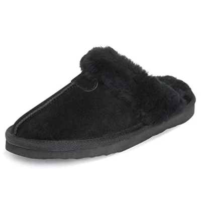 Image of Polar Womens Real Suede Australian Winter Warm Mules 8 BLK41 YC0213