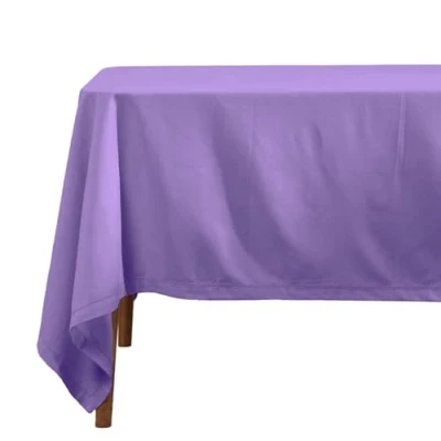 Image of HOMESCAPES Purple Cotton Tablecloth 4 to 6 Seater Rectangular 137 x 178 cm (54 70 Inches) Washable Hand Woven 100% Plain with Decorative Ladder Stitch Edge