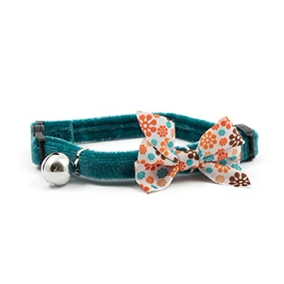 Image of Ancol Vintage Bow Safety Cat Collar, Teal