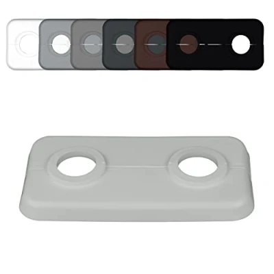 Image of Twin Double Radiator Pipe Collars, Light Grey, for diameters: 15mm 16mm 18mm 21, 3mm; Heating Hole Covers/Rings/Surrounds/Roses, Plastic (15mm, RAL 7035)