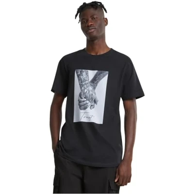 Image of Mister Tee Trust Print Tshirt, Men&#039;s, Size: Large, Black