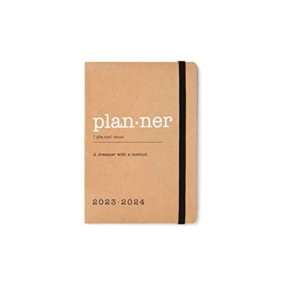Image of Letts Eco Writers Words A6 academic 2023/2024 day to a page with appointments diary brown kraft