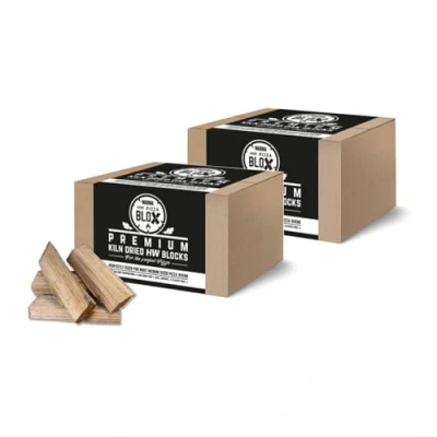 Image of 2 x Boxes Premium Oak Warma Pizza Blox Hardwood Kiln Dried Blocks Logs Fuel Suitable for Ooni Uuni Nero Dellonda Portable Ovens Outdoor Garden BBQ Barbecue Fire Pit Wood Burner Stoves