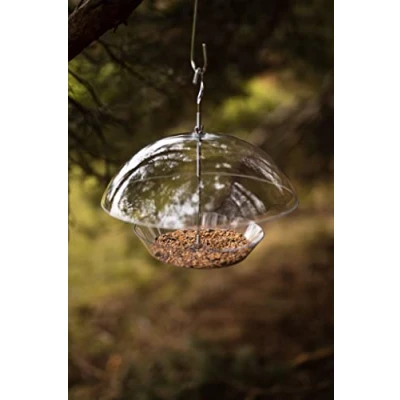 Image of Garden Mile Modern Dome Canopy Hanging Bird Feeder with lift lid Stylish Nut Seeds Feeding Station Wildlife Birds Suet Cake for Outdoor Garden, Patio (Hanging Seed Feeder)