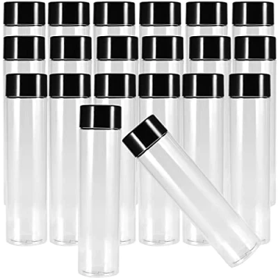 Image of JEUIHAU 20 Pack 350 ml Clear PET Plastic Juice Bottles with Black Lids, Empty Bottles, Reusable Drink Bulk for Storing Smoothie, Juice, Milk and Homemade Beverages
