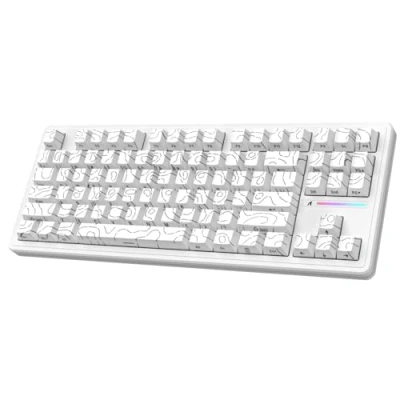 Image of ATTACK SHARK M87PRO TKL Wireless Mechanical Gaming Keyboard, Bluetooth/2.4G/USB C Wired Hot Swap RGB Keyboard 80% US Layout, Linear White Switches PBT Keycaps for PC Mac Contour