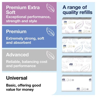 Image of Tork Xpress Countertop Multifold Hand Towel Dispenser White H2, One at a Time Dispensing, Elevation Range, 552200