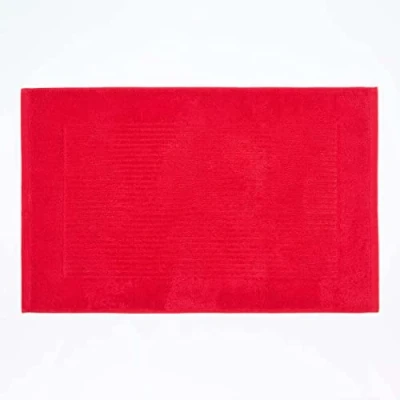 Image of HOMESCAPES Imperial Plain Red Bath Mat 50 x 80 cm Super Soft Bathroom 100% Turkish Cotton Shower