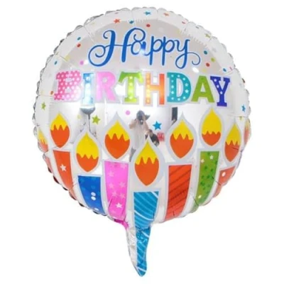 Image of Silver Candle Birthday Round Foil Balloon, 45cm