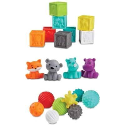 Image of Infantino Sensory Balls Blocks &amp; Buddies Activity Toy Set Toys 20 Pieces Intriduction to colors, counting, sorting and numbers Multiple Colors Textures BPA Free 0m+