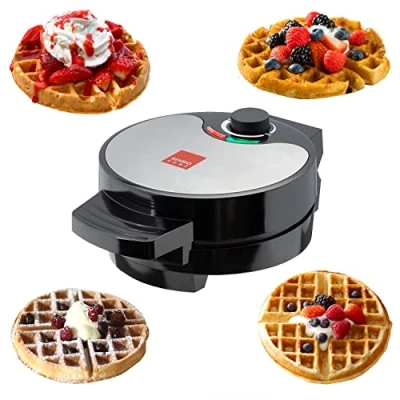 Image of Global Gourmet American Waffle Maker Iron Machine 700W I Electric Stainless Steel Mould Non Stick Coating Recipes Deep Cooking Plates Adjustable Temperature Control Black