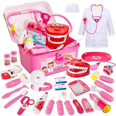 Image of BUYGER Doctors Set for Kids 3 Years Old, in 1 Children Doctor Nurse Dentist Kit with Dress Up Costumes Pretend Role Play Medical Carry Case Toys Gifts Boys Girls