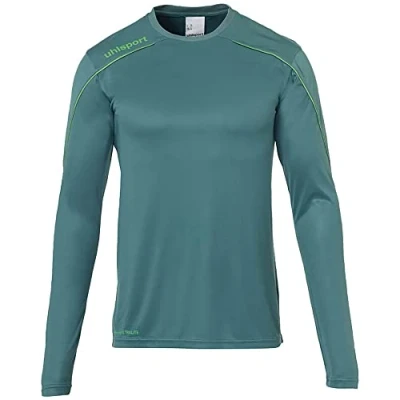 Image of Uhlsport Stream 22 Long Sleeve Jersey Men, White/Red, Moisture Wicking Dry Tech, Size XXL