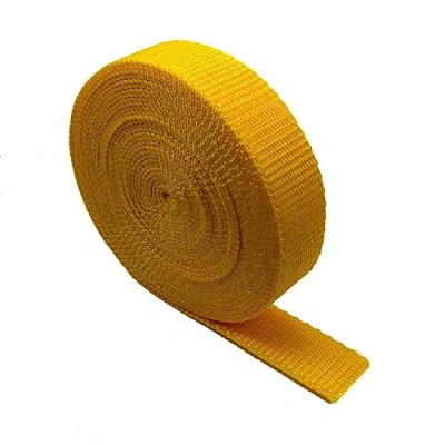 Image of The Bead Shop Heavy Duty Webbing Strap Tape 5 metres Rucksack/Backpacks, Luggage/Cargo Strapping, Belts (Yellow, 20mm)
