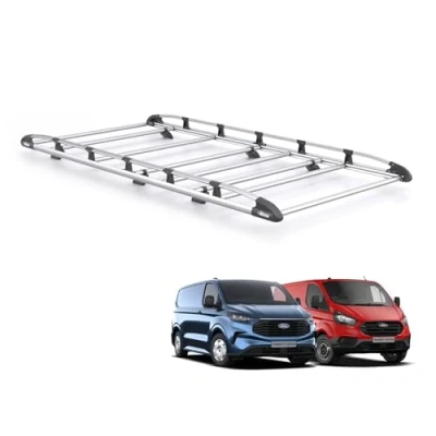 Image of Rhino Roof Rack for Ford Transit Custom 2013+ Van (Only Suitable Long (L2) with Standard (H1) Roof) Heavy Duty KammRack Integrated Ladder Roller (AH616)