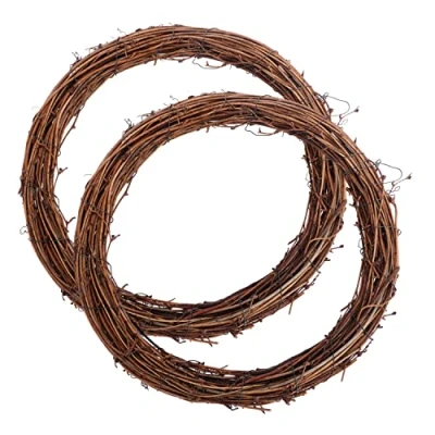 Image of 2 Pieces 30 cm Large Natural Grapevine Wreathes Vine Branch Wreath Halloween Rattan for Easter Door/Wall Decor Hand woven Christmas (30cm)