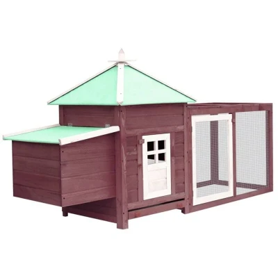 Image of vidaXL Chicken Coop with Nest Box Mocha 190x72x102 cm Solid Firwood