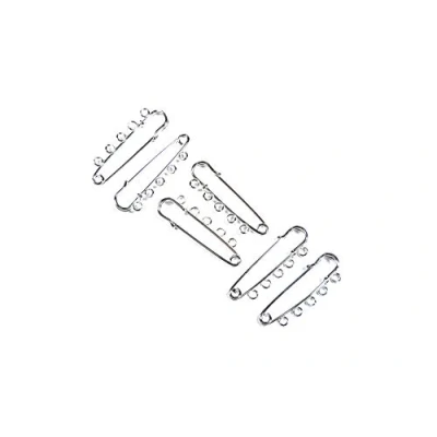 Image of celloexpress Kilt Pins Brooch Various Style &amp; Size Stitch Metal Coat Jacket (Platinum 50mm (With Rings), Pack of 5)