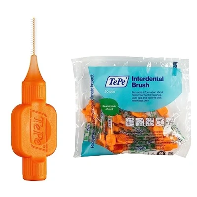 Image of TePe Interdental Brush, Original, Orange, 0.45mm/ISO 1, 20pcs, Plaque Removal, efficient Clean Between The Teeth, Tooth Floss, for Narrow Gaps