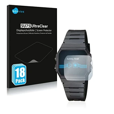 Image of Savvies 18 Pack Screen Protector compatible with Casio Collection Unisex F 91W Protection Film Clear