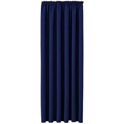 Image of AMEHA Blackout Curtains Pencil Pleat Navy for Bedroom 66x84 Inch Thermal Insulated Super Soft Door Curtain 1 Panel with Tieback
