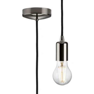 Image of KnightsBridge 1.8m E27 Contemporary Pendant Set Black Nickel