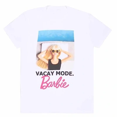 Image of Official Licence Barbie Vacay Mode Unisex T Shirt White