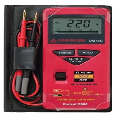 Image of DM78C Autoranging Pocket Digital Multimeter with case