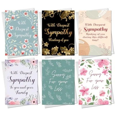 Image of RED OCEAN Sympathy Cards, Multipack of 30 Cards with White Envelopes Condolence, Thinking You, Sorry For Your Loss Made In The UK