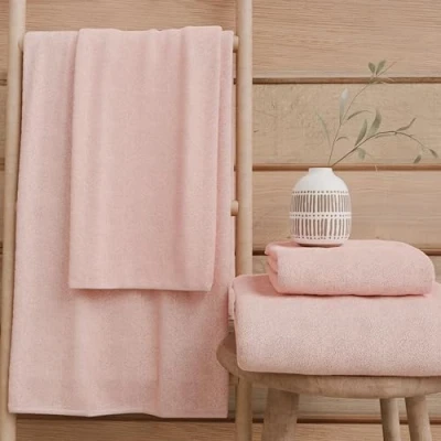 Image of PETTI Artigiani Italiani 100% Cotton Terry Bath Towels, 1+1 Towel Set, 2 Pieces 1 Face and Hand Towel, Pink Towels