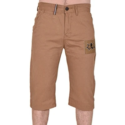 Image of True Face Mens Shorts Chino Cargo Combat Summer Twill Fabric Zip Fly Knee Length Atrium Sand 32 Waist