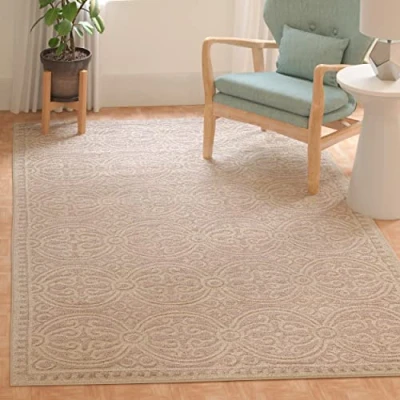 Image of SAFAVIEH Medallion Rug for Living Room, Dining Bedroom Cambridge Collection, Short Pile, in Black and Ivory, 183 X 274 cm