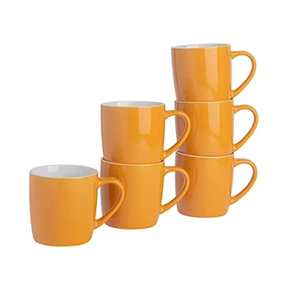 Image of 6x Yellow 350ml Coloured Coffee Mugs By Argon Tableware