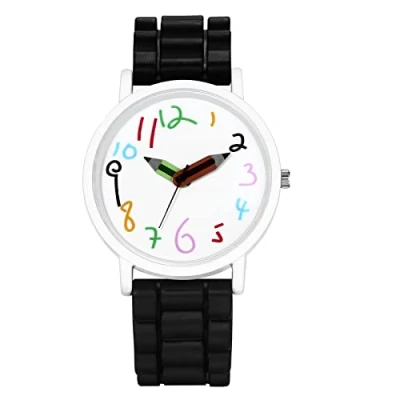 Image of JewelryWe 5PCS Time Teacher Watch Cute Analog Quartz Wristwatch Silicone Band Jelly Colorful Watches, for Men Women Boys Girls Teens, Xmas
