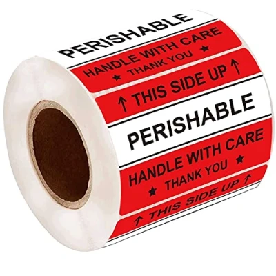 Image of 2x3 Perishable Handle with Care Labels Shipping Mailing Warning Stickers Red This Side Up 250 Adhesive Packing