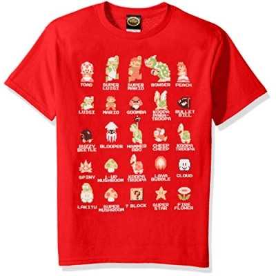 Image of Nintendo Boys&#039; Super Mario Pixel Cast Graphic T Shirt red XL