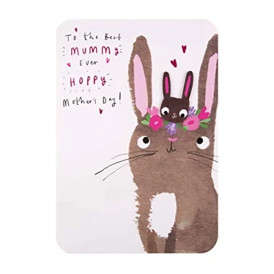 Image of Hallmark Mothers Day Card for Mummy Cute Rabbits Design with Text