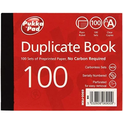 Image of Pukka Pads 6900 FRM 105x130mm Plain Ruled Duplicate/Invoice Book (Pack of 5), Red