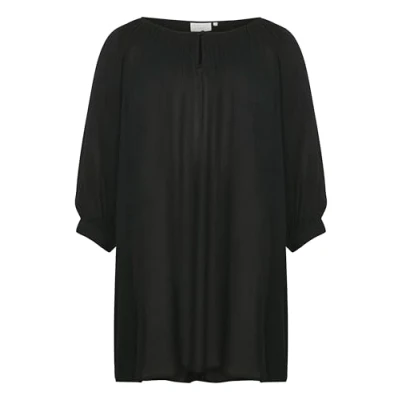 Image of Kaffe Curve Women&#039;s Plus Size Tunic 3/4 Sleeves A Shape Blouse, Black deep, 44