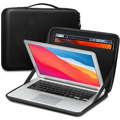 Image of FINPAC Hard Laptop Sleeve Case for 13.6 Inch MacBook Air M3 2024, 14 Pro M4/M3/M2/M1 Pro/Max, 13 Air/Pro, Shockproof Carrying Cover Bag w/Tablet Pocket 9.7 12.9&quot; iPad
