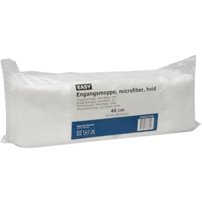Image of ABENA Single Use Microfibre Mop Pads Pack Of 50 Cleaning 40cm Head, High Performance Disposable Flat Pads. Cloths Can Be Used Wet Or Dry.
