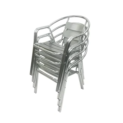 Image of BE Furniture 4 x Double Tube Aluminium Chairs, Deluxe Bistro Cafe Chairs