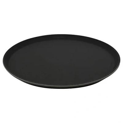 Image of Black 35.5cm Round Non Slip Serving Tray By Argon Tableware
